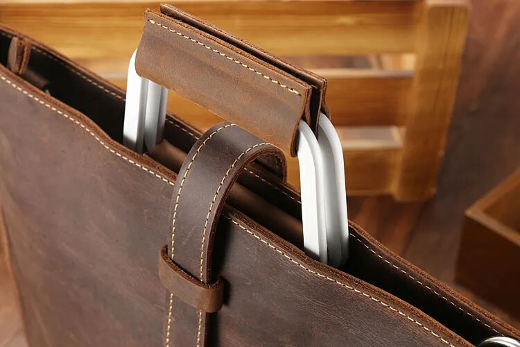 come4buy.com-Maleta de couro genuíno para homens | Bolsa para laptop cabe em 14 polegadas